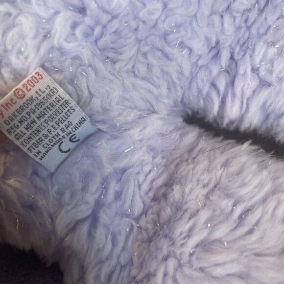 Ty Beanie Buddy LILAC Teddy Bear Large 14" Sparkly Purple Bow 2003 NWT Classic - Picture 7 of 8